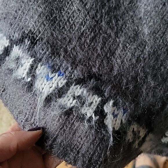 Free People mohair blend fuzzy‎ long cardigan coat fair isle pockets size Medium - Picture 8 of 9